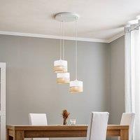 TK Lighting Linobianco pendant light, round, 3-bulb