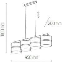 TK Lighting Linobianco pendant light, linear, 4-bulb