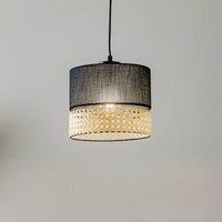 TK Lighting Paglia hanging light, black/rattan, 1-bulb, 20 cm
