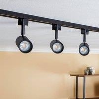 Prios single-circuit track lighting system Jorell, black, 3-bulb, GU10