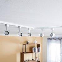Prios single-circuit track lighting system Jorell, white, 5-bulb, GU10