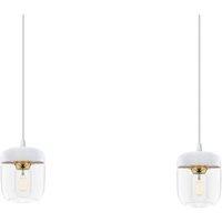 UMAGE Acorn hanging lamp two-bulb, white/brass