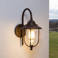 Lindby outdoor wall light Meret, height 37 cm, rust-coloured, aluminium