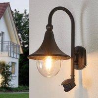 Lindby outdoor wall light Daphne, antique black, sensor, E27