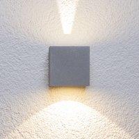Lucande Jarno LED outdoor wall light, silver, metal, 9cm
