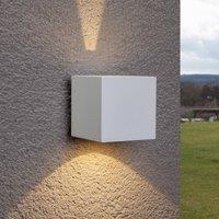 Lucande Jarno LED outdoor wall light, white, metal, 9cm