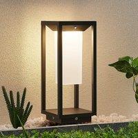 Lucande LED solar pillar light Eliel, 34 cm, anthracite, IP54