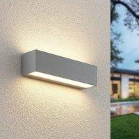 Lucande LED outdoor wall lamp Lengo, 25 cm, silver, 2-bulb, aluminium