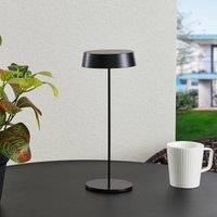 Lucande LED rechargeable table lamp Tibia, black, aluminium, USB, IP54