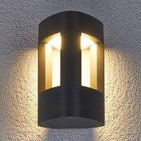 Lucande Pirron LED outdoor wall light, triangular, aluminium, black