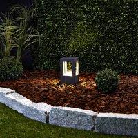 Lucande LED pedestal light Nicola, 20 cm, anthracite, IP54