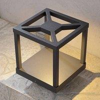 Lucande LED pedestal lamp Lealan, black, metal, 23 cm, IP54