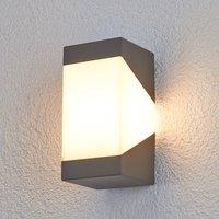 Lucande Kiran outdoor wall light, grey, metal, IP44, E27