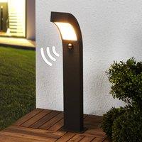 Lucande LED pedestal light Lennik, sensor, 60 cm, anthracite