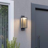 Lucande LED outdoor wall light Ferdinand, sensor, grey, 38 cm