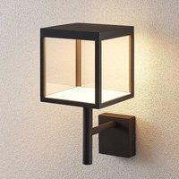 Lucande LED wall light Cube, anthracite, glass, 37cm, IP54