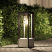 Lucande Kalisa pillar light, E27, IP44, 42 cm, grey, metal