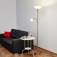 Lindby floor lamp Elaina, 180 cm, nickel-coloured, reading light