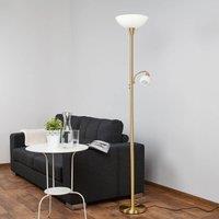 Lindby Elaina uplighter with a reading light, brass