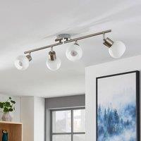 Lindby ceiling lamp Elaina, 70 cm, 4-bulb, nickel, glass, E14
