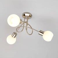 Lindby ceiling lamp Elaina, 38cm, 3-bulb, nickel, glass, E14