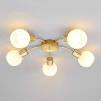 Lindby Elaina ceiling light, 5-bulb, round, brass