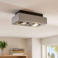 Arcchio spotlight Vince, 25 cm, 2-bulb, silver, GU10