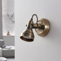 Lindby wall spotlight Perseas, antique brass, metal, 16 cm, GU10