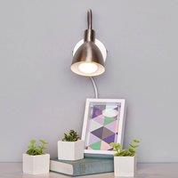 Lindby wall lamp Amrei, nickel-coloured, 42cm, plug, dimmable