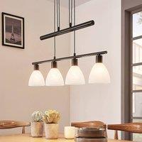 Lindby hanging light Simeon, rust-coloured, glass, 73 cm, E14