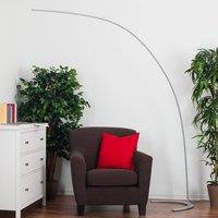 Lindby Silver-coloured, arc-shaped LED floor lamp Danua