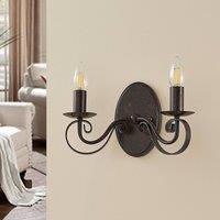 Lucande wall lamp Caleb, 2-bulb, rust-coloured, metal, E14