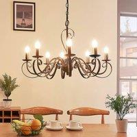 Lucande Caleb chandelier, 8-bulb, rust-coloured, metal, E14