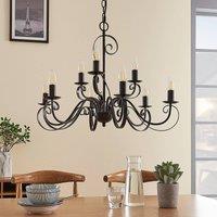 Lindby chandelier Caleb, 9-bulb, rust-coloured, metal, E14