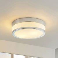 Lindby Flavi ceiling lamp, 28 cm, chrome, glass, IP44, E27