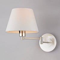 Lindby wall light Pola, 30 cm, nickel, extendable, textile
