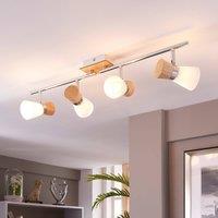 Lindby 4-bulb wooden ceiling spotlight Vivica