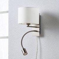 Lindby wall lamp Florens, nickel, LED reading lamp, 23.5 cm