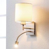 Lindby wall lamp Camilo, nickel-coloured, LED reading light, 28 cm