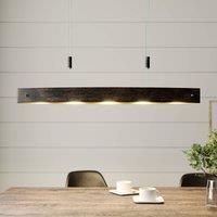 Lucande Black LED hanging light Lio with gold decoration