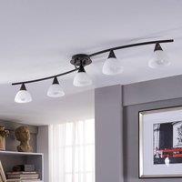 Lindby ceiling lamp Della, black-gold, 110 cm, 5-bulb, E14