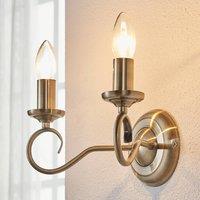 Lindby wall light Marnia, antique brass, 2-bulb, 27 cm, E14