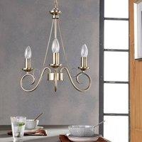 Lindby Marnia chandelier, 3-bulb, 40 cm, antique brass, E14
