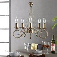 Lindby chandelier Marnia, 5-bulb, 40 cm, antique brass, E14