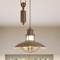 Lindby Louisanne pendant light, adjustable, brown, 35 cm