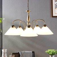 Lindby Otis pendant light, 68 cm, 5-bulb, white, glass, E27