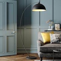 Lindby Curved floor lamp Jonera, black and gold
