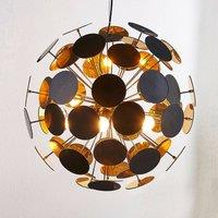 Lindby hanging light Kinan, 54 cm, black, gold, metal