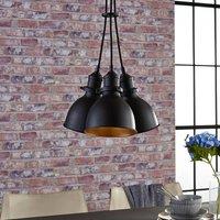 Lindby 3-bulb pendant lamp Lira, black and gold