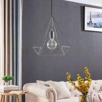 Lindby Chrome-plated pendant light Nael in cage shape